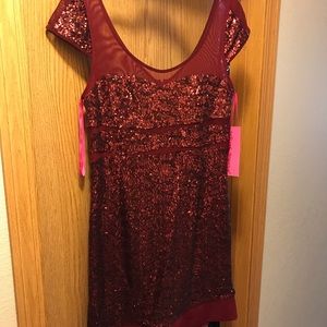 Betsey Johnson sequin maroon dress NWT